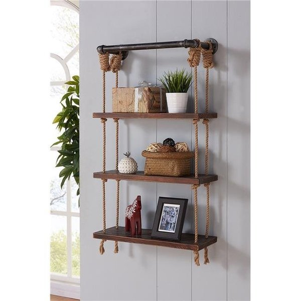 Armen Living Armen Living LCBRSH24 24 in. Brannon Modern Pine Wood Floating Wall Shelf in Gray Walnut LCBRSH24